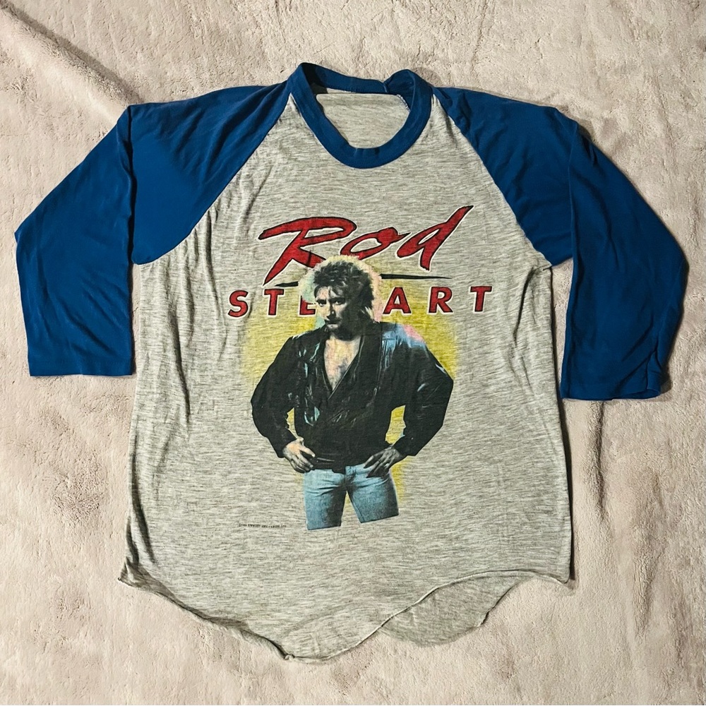 Vintage 1984 Rod Stewart Tour 3/4 Shirt Size Small